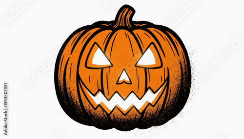 Spooky jack-o-lantern with glowing eyes and sharp teeth