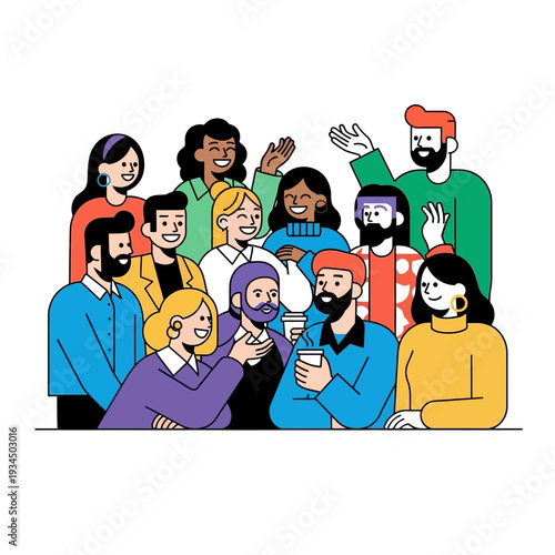 Diverse group of smiling people, community, collaboration, teamwork, friendship, happy faces