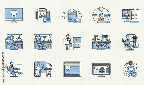 Premium Digital Dentistry  Clinic Management Illustration Pack - 15 Modern Vector Graphics for Dental Consultations, Orthodontics  Smart Health UI Assets