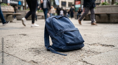 Unattended Backpack on Pavement