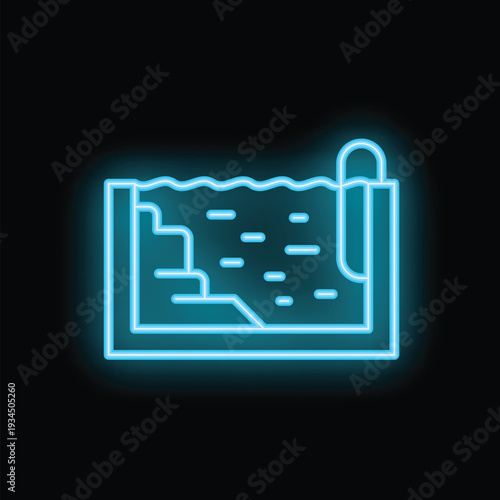 Bright neon sign depicting a swimming pool, perfect for any business looking to add a touch of retro cool
