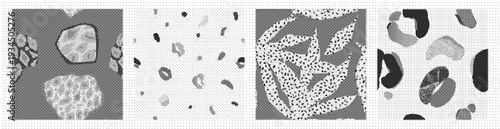 Collection of different black and white texture backgrounds