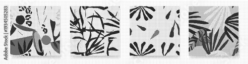 Variety of black and white leaf patterns for design inspiration