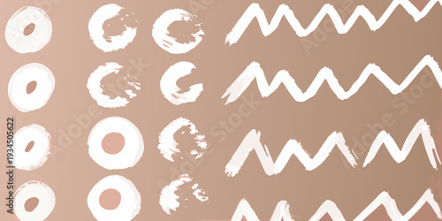 Abstract background with white painted circles and wavy lines