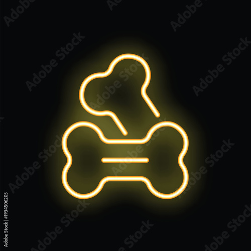 Two glowing neon bones are floating on a dark background