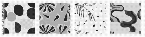 Collection of black and white animal skin patterns