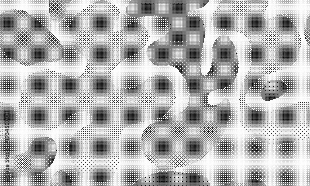 Fototapeta premium Monochromatic camouflage pattern with gray and white shapes on fabric texture