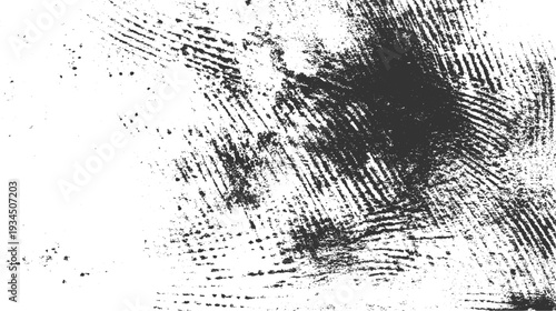 Abstract black fingerprint texture with scattered dots on white background
