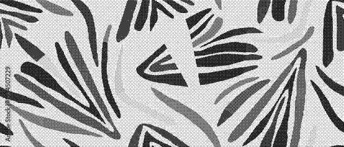 Black and white leaf pattern on textured background for design