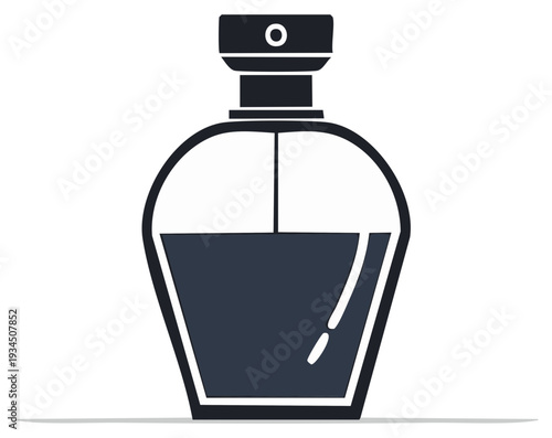 Elegant silhouette of a perfume bottle with dark liquid, stylized design of fragrance for women, vector art, icon, beauty and fashion concept