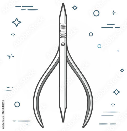 Illustration of a manicure cuticle nipper tool in a flat design