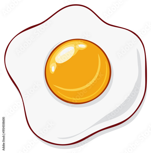 Cartoon Illustration of Sunny Side Up Fried Egg Delicious Breakfast Ingredient Food Preparation Culinary Recipe
