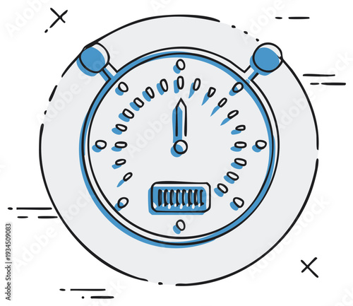 Stylized Stopwatch Icon Measuring Time with Dash Lines and Dots for a Modern Feel