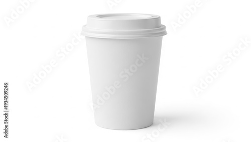 Wallpaper Mural Simple white disposable paper coffee cup with snap-on plastic lid ready for hot beverages Torontodigital.ca