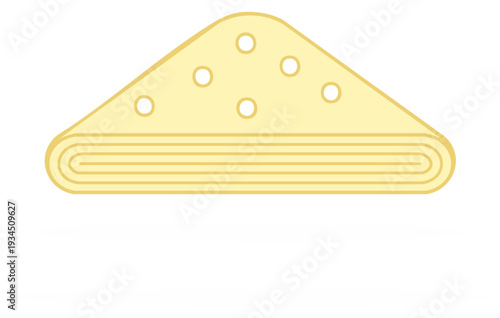 Yellow folded flatbread or tortilla illustration with perforations and layered texture