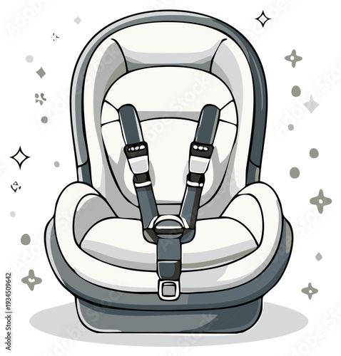Modern Child Safety Seat with Harness and Padding for Car Travel Safety