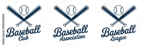 Monochrome Baseball Emblem Set, Vector