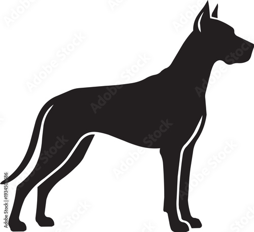 Great Dane Silhouette: Majestic Dog Breed Profile in Black and White