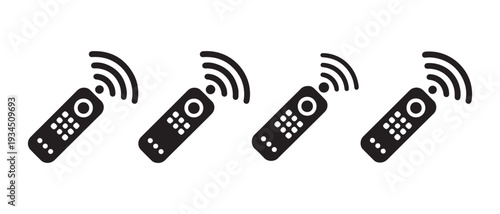 Modern Remote Control Transmitting Wireless Signal UI Icons. for Technology and Smart Devices.