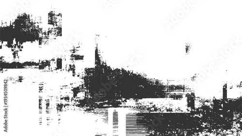 Abstract dark grey textured pattern with horizontal lines and rough edges on white background grunge