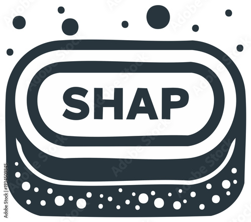 Simple Bar of Soap with Bubbles Cartoonish Vector Illustration SHAP Soap Lettering on Soap Bathroom hygiene