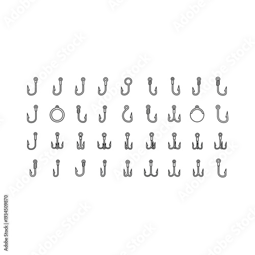 J Hook Icons: Various Styles for Design and Industry Applications