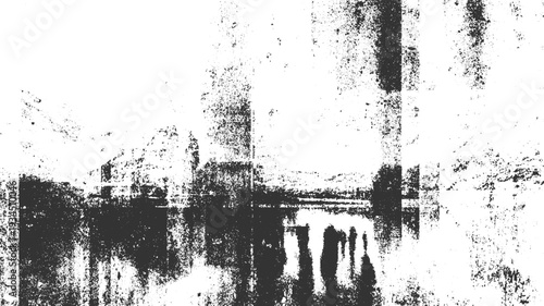 Wallpaper Mural Distressed black and white abstract texture with vertical lines and speckled patterns resembling a faded landscape Torontodigital.ca