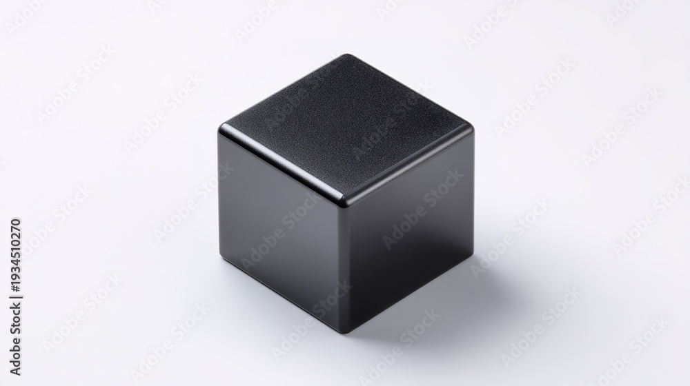 Fototapeta premium Sleek Black Cube on White Background