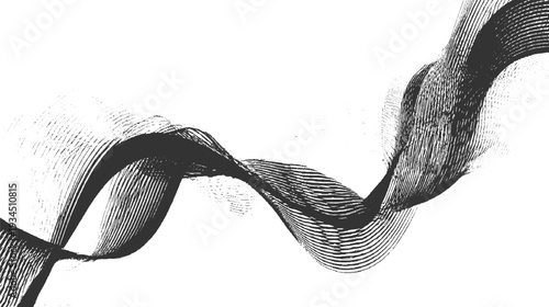 Dark grey wavy lines forming abstract ribbon shapes against a white background