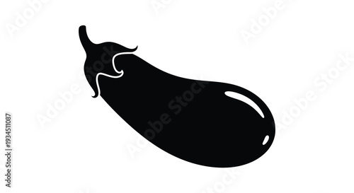 A striking black silhouette of a ripe eggplant showcasing its distinctive shape and glossy surface silhouette high quality