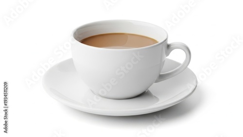 Wallpaper Mural A serene white ceramic cup filled with steaming latte artfully placed on a matching saucer Torontodigital.ca