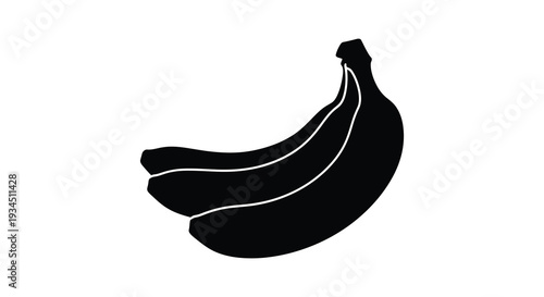 A striking minimalist depiction of a bunch of bananas against a white background presented as a silhouette