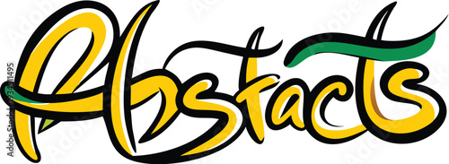 Abstracts colorful handwritten graffiti style text with vibrant yellow and green swirls on isolated transparent background