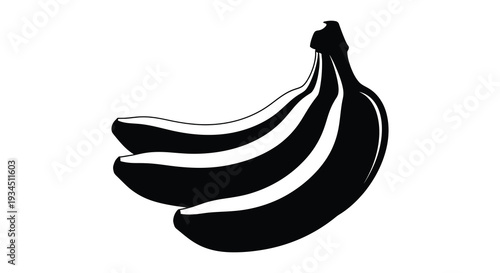 A striking black and white image showcasing a bunch of ripe bananas in a minimalist silhouette high quality professional detailed