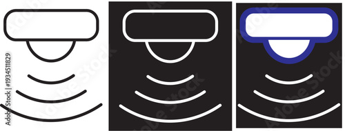 Motion sensor icon in thin stroke and flat .Motion sensor icon set. PIR detection symbols. Movement alert graphic design. Motion sensor icon vector Illustration