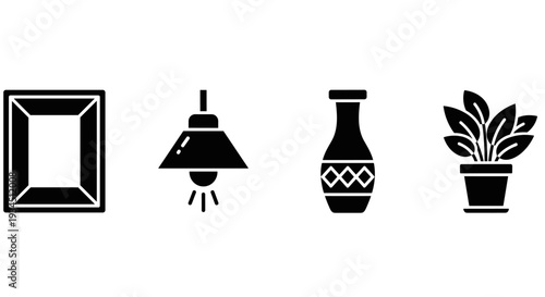 Black and white home decor icons.