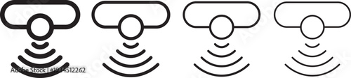 Motion sensor icon in thin stroke and flat .Motion sensor icon set. PIR detection symbols. Movement alert graphic design. Motion sensor icon vector Illustration
