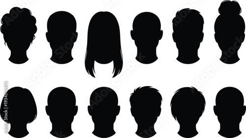 WebLarge set of happy family silhouettes featuring parents and children walking, playing, running, and bonding together, diverse domestic life vector,