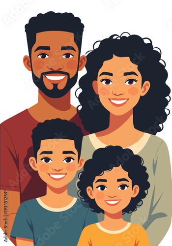 famiglia multi etnica con padre padre figli figlia sorridente che sorride vettoriale 