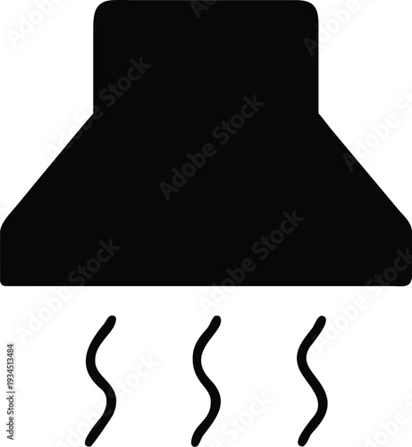 Kitchen exhaust hood with steam illustration symbolizing ventilation and cooking