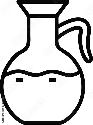 Pitcher with two dashes on its body and a wavy line indicating liquid inside illustrating serving drinks