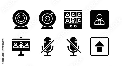 Black icons for online video communication.