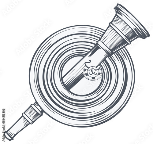 Vintage nautical spyglass and circular element illustration