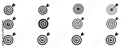 Target and Arrow Icon Set for Business Goals and Success Concepts, vector illustration eps 10