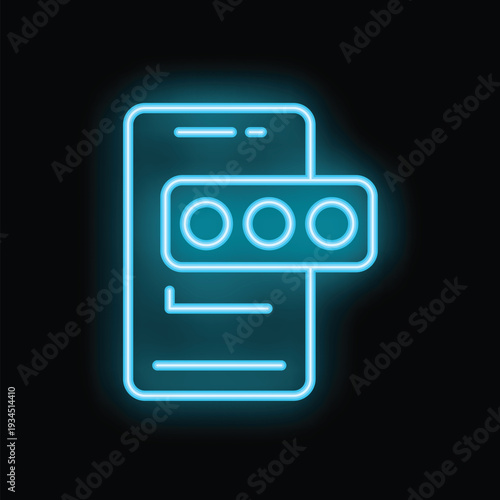 Neon sign showing a smartphone being unlocked with a password