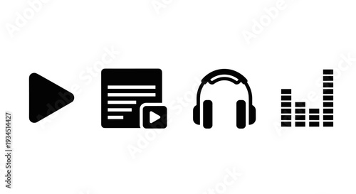 Black icons for play button video.