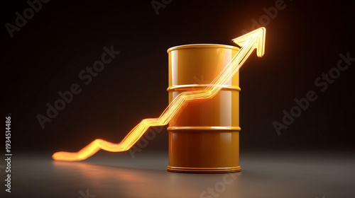 Oil barrels with rising graph showing increasing fuel prices