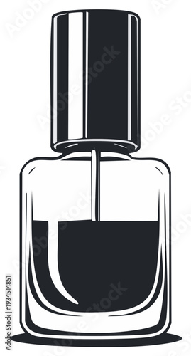 Elegant single nail polish bottle illustration with dark lacquer for beauty and cosmetic concepts