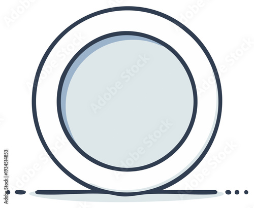 Simple illustration of a round plate with a solid line below in a cartoon style