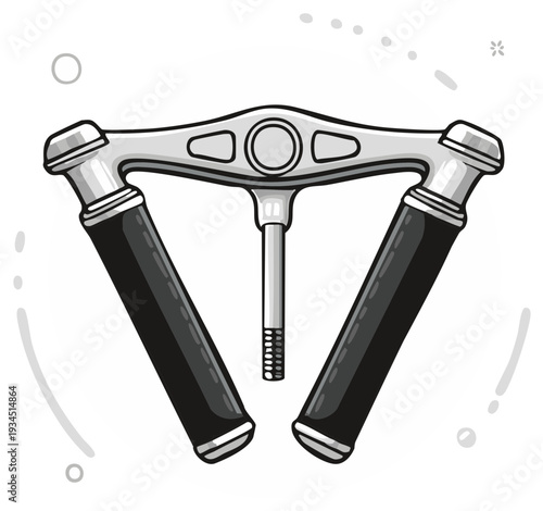 Retro Bicycle Handlebars with Grips Detailed Illustration